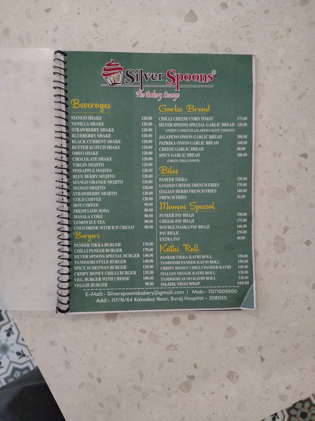 Silver Spoons menu