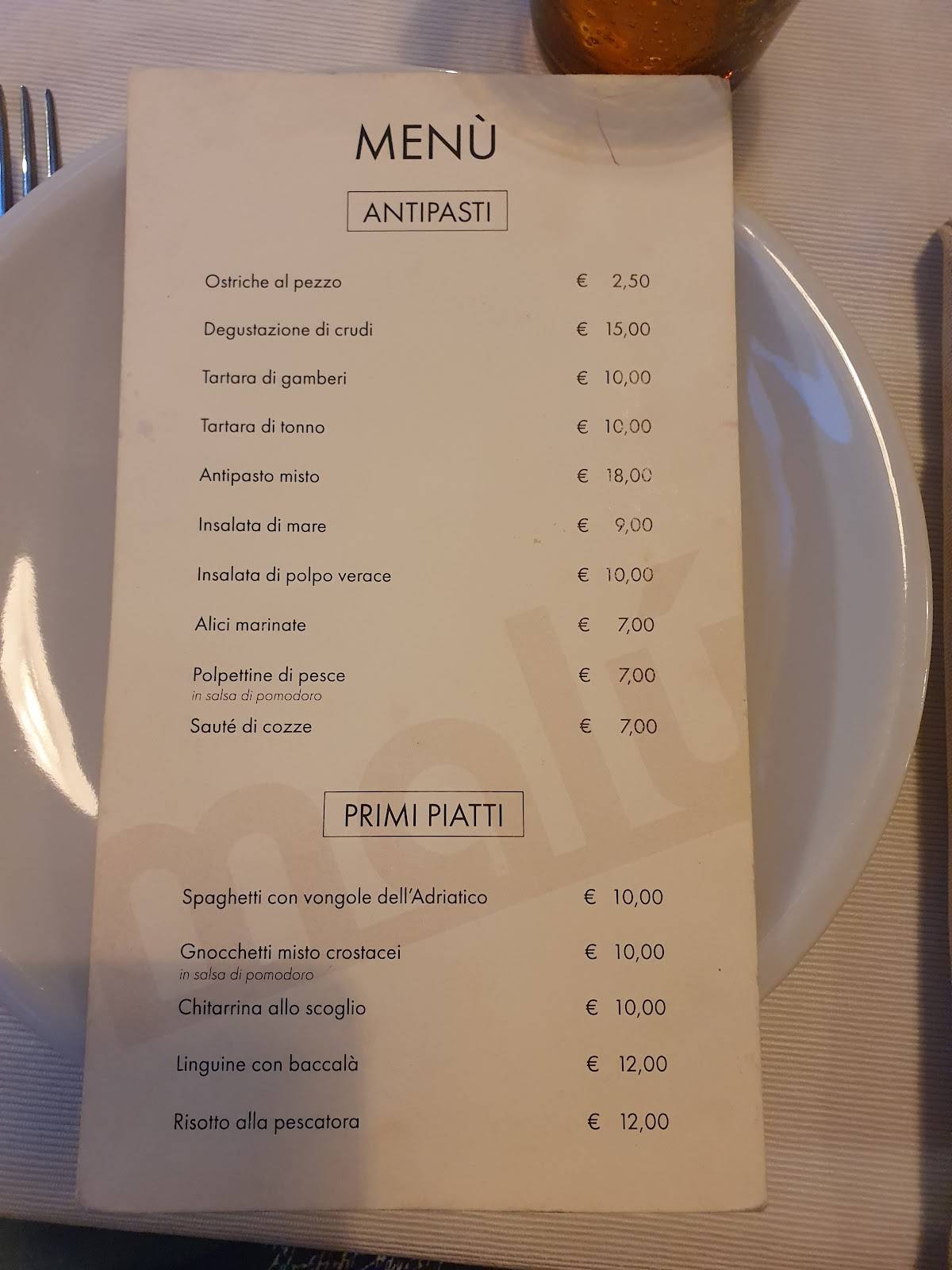 Menu di Malu' - Cucina Tipica Marinara 
