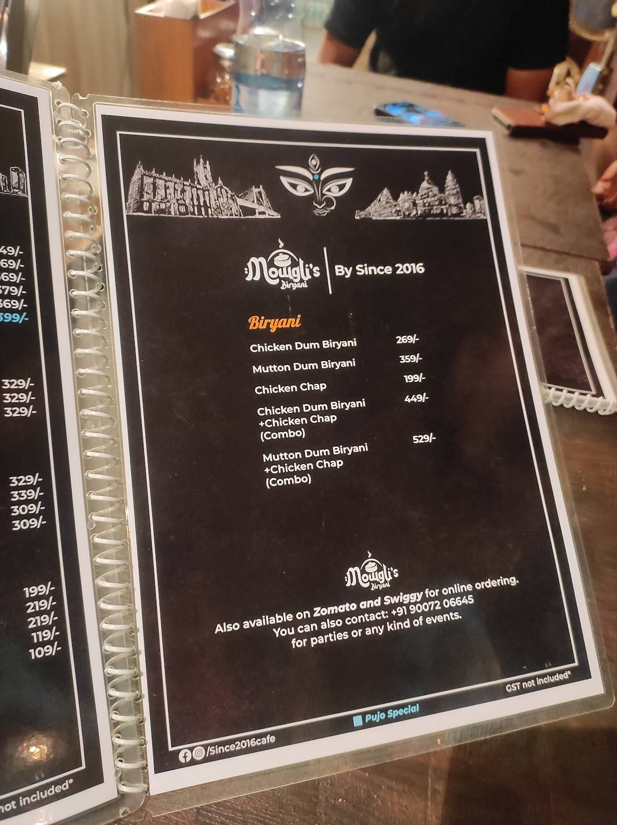 Since 2016 Cafe menu