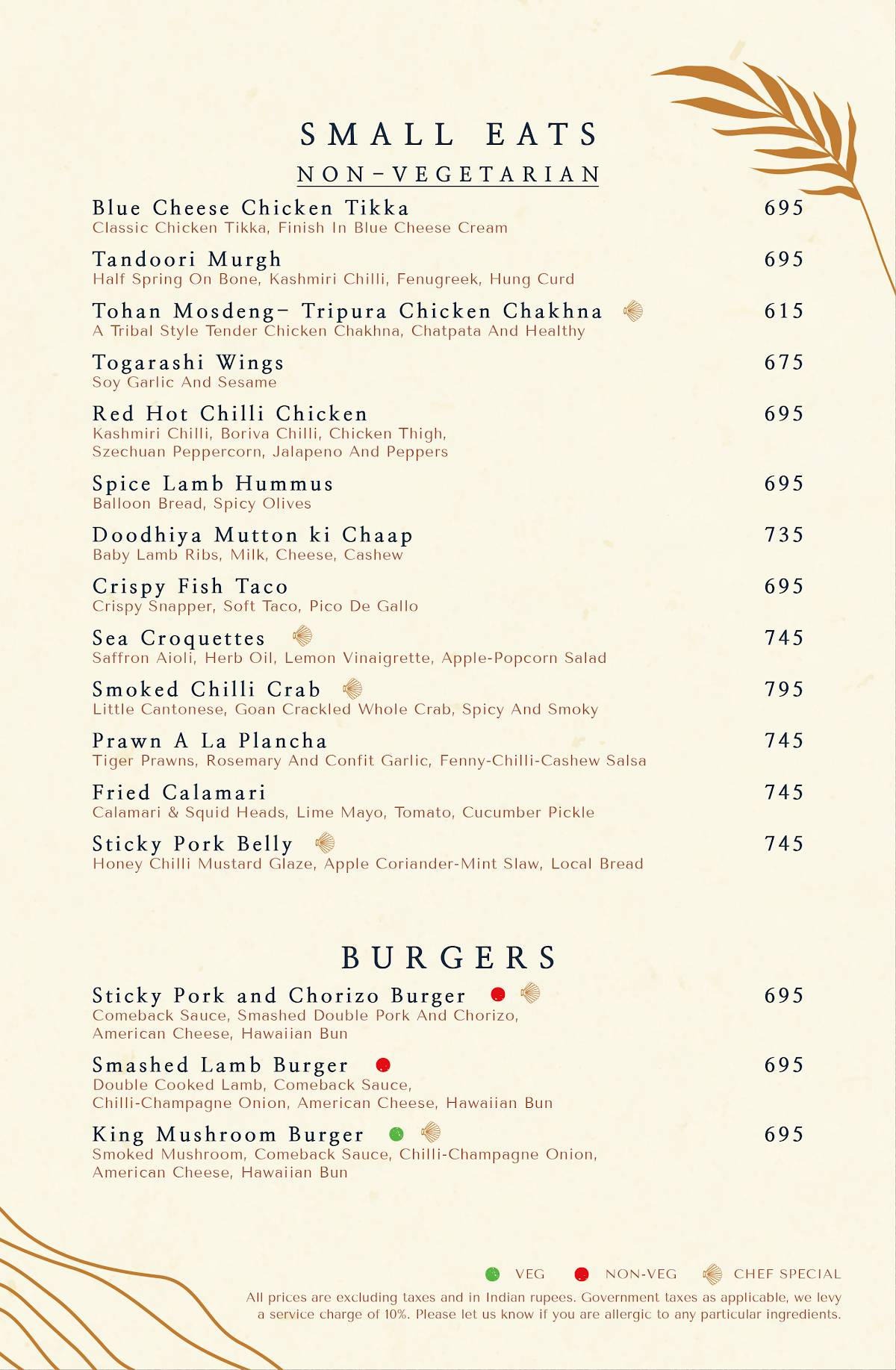 Cohin menu