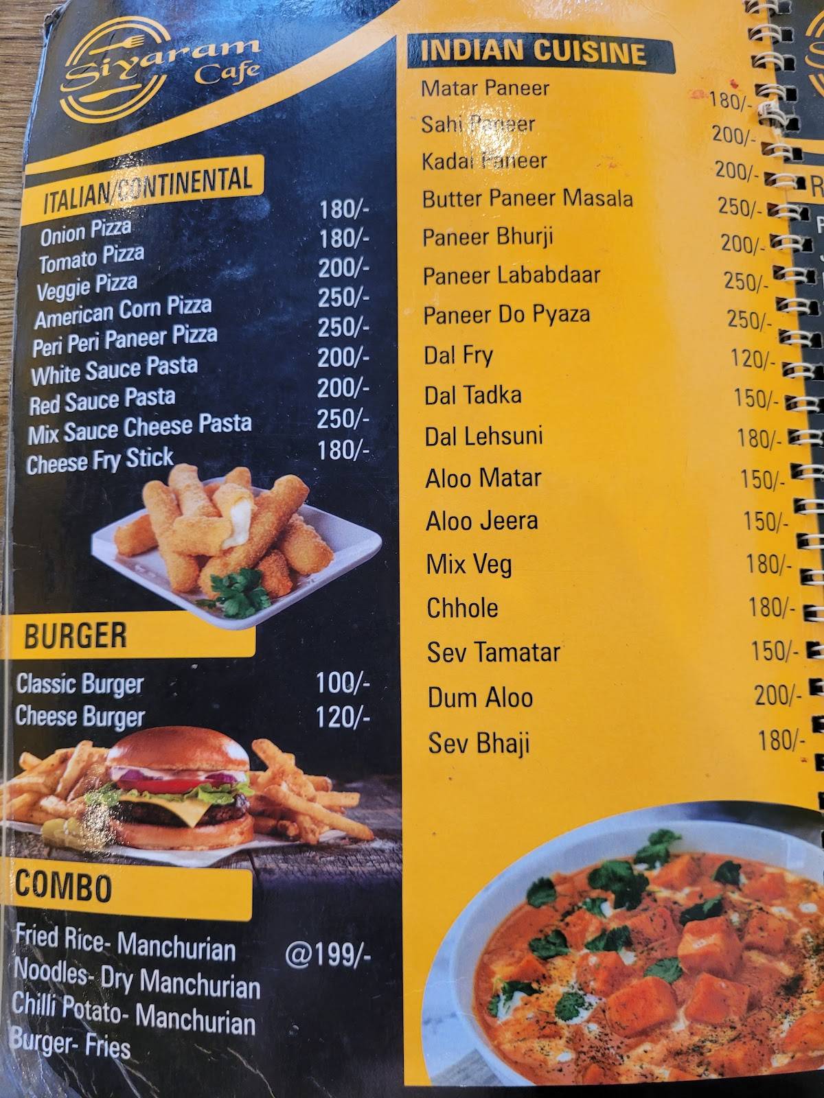 Siyaram cafe & restaurant orchha (Best restaurant in orchha) menu