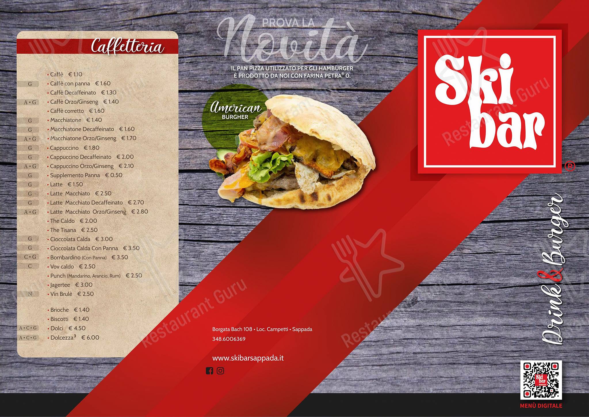 Menu di SKIBAR SAPPADA RISTORANTE PIZZERIA HAMBURGERIA GOURMET asporto - Takeaway Menu