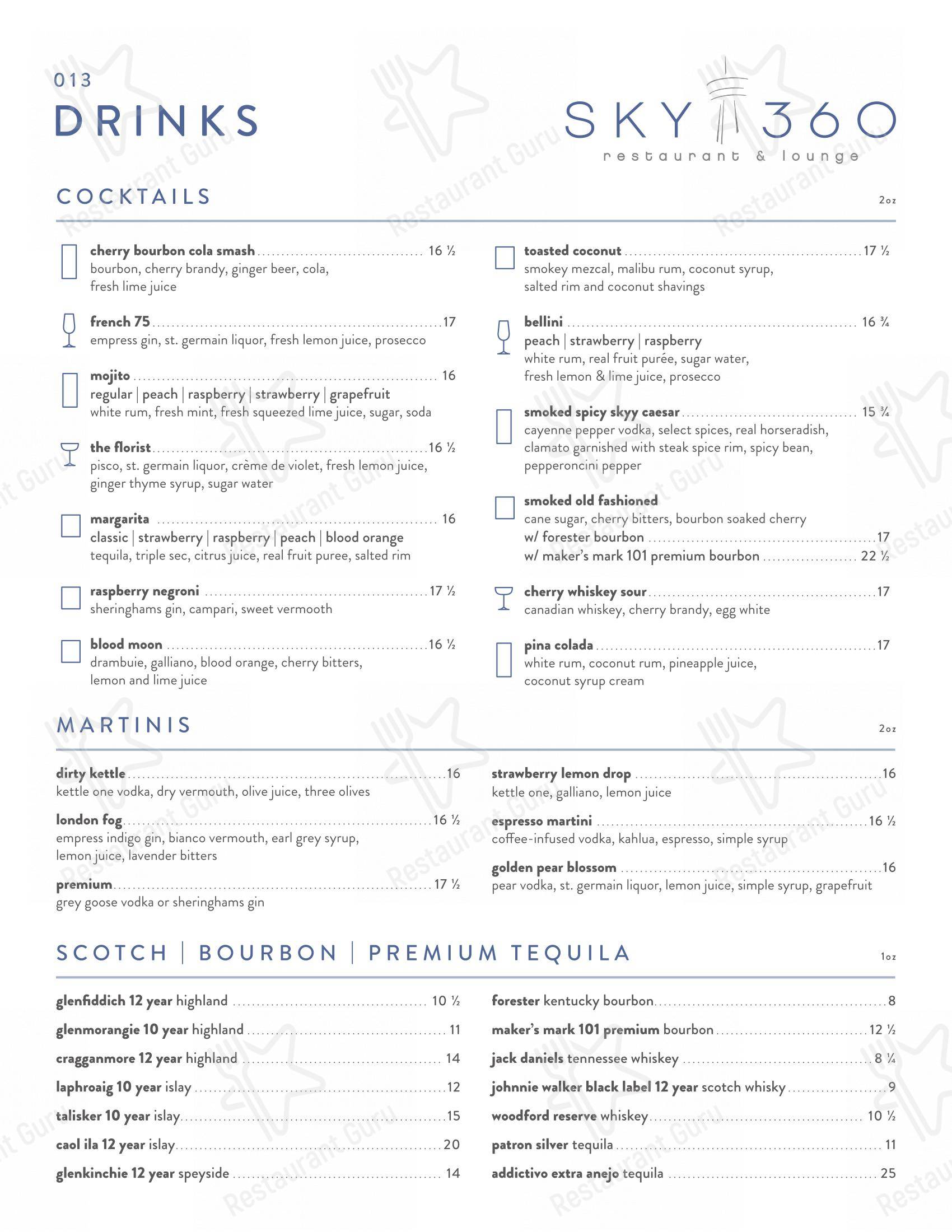 Dinner Menu pour Sky 360 dans Calgary