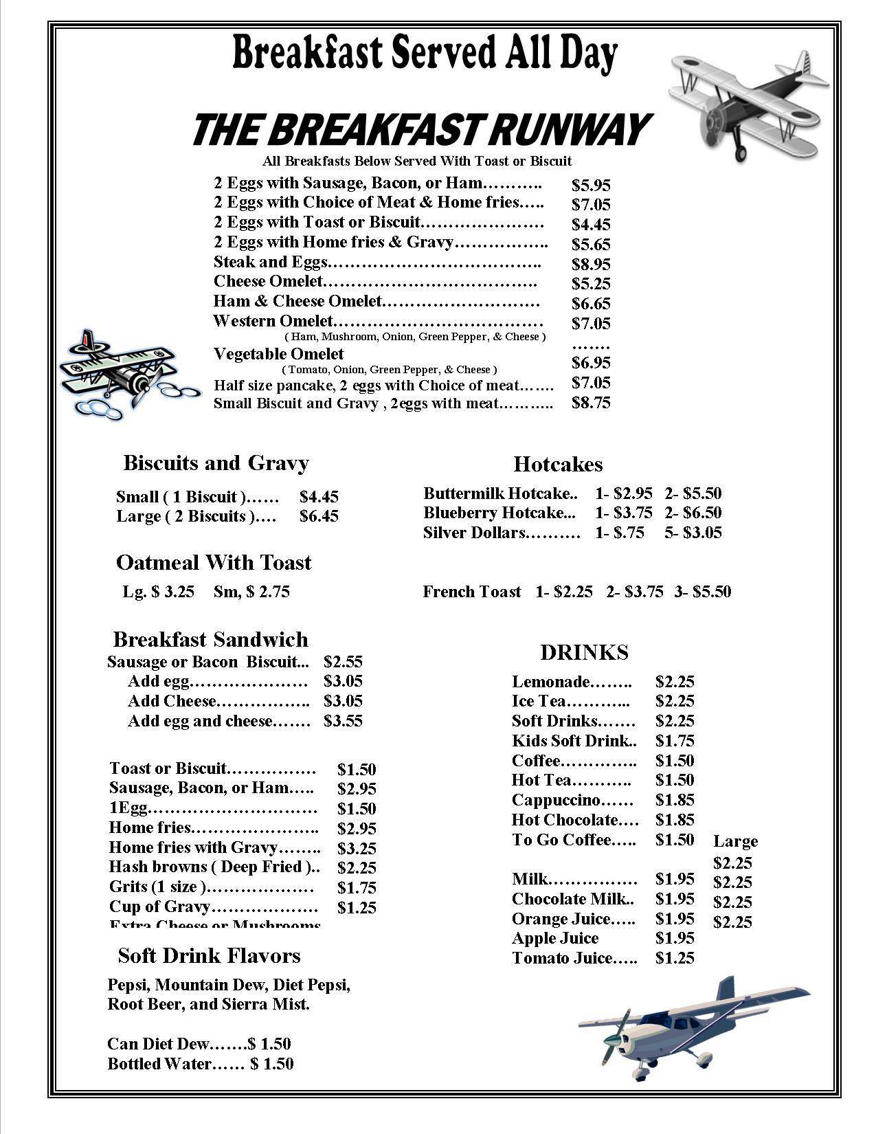 Menu at Skyline Family Restaurant, Minford