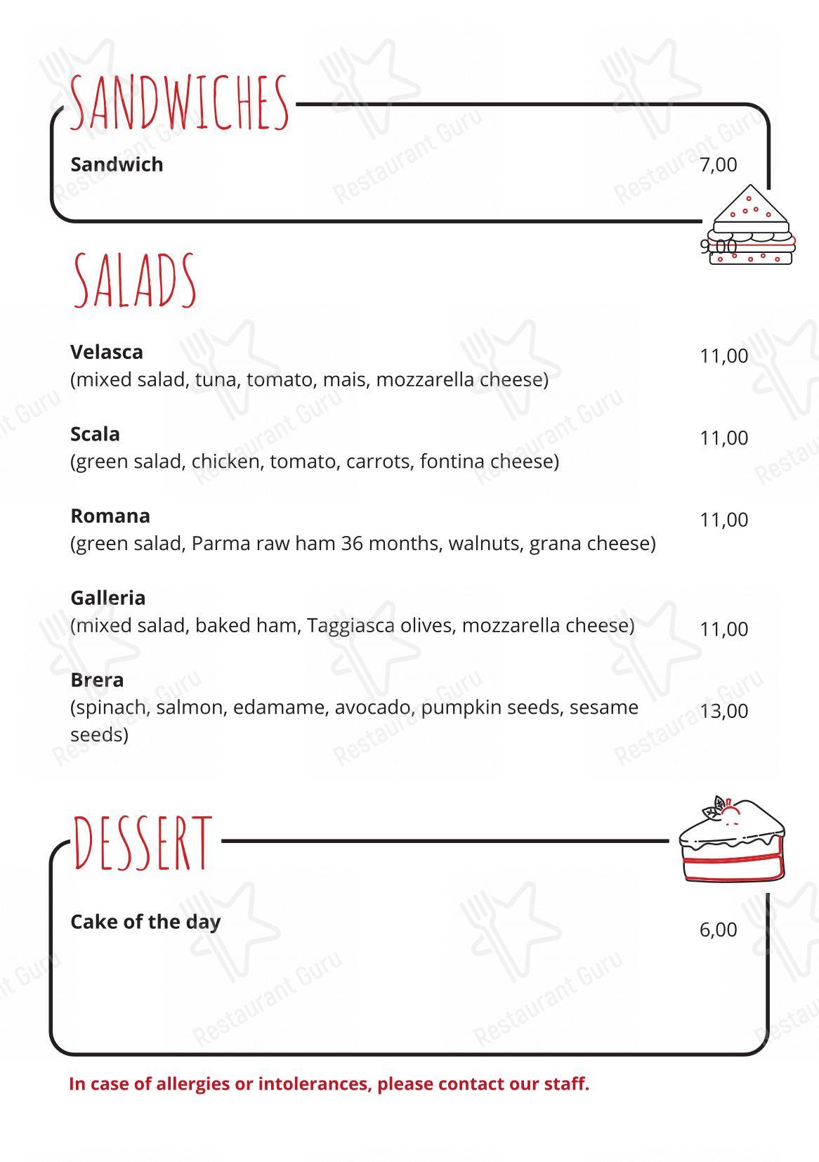 Smart Kook Bar in Milano - 菜单