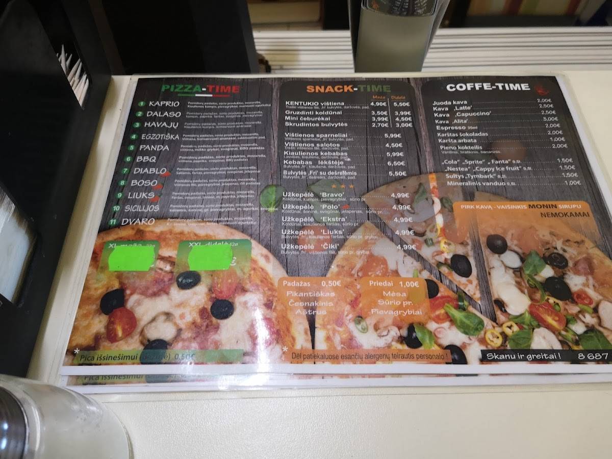 Menu de Snack Time