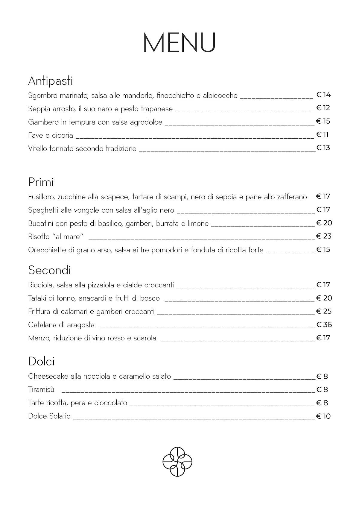 Menu di Solatio Costa Jonica 