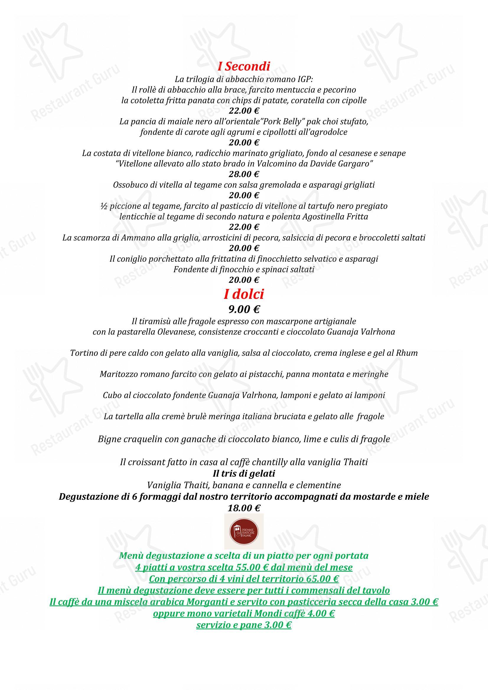 Menu bar per Ristorante Sora Maria e Arcangelo ristorante