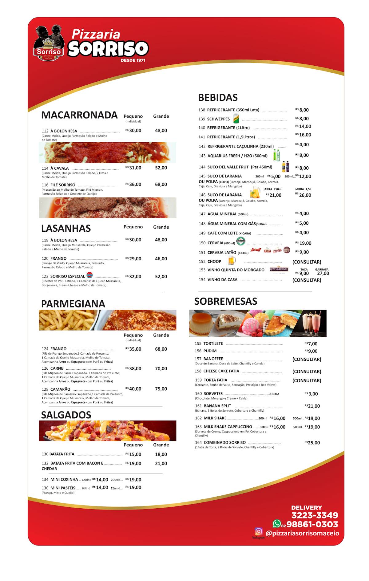 Pizzaria Sorriso cardápio
