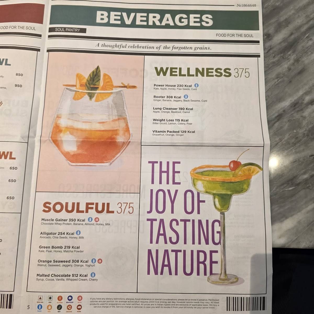 Soul Pantry - Andaz Delhi menu