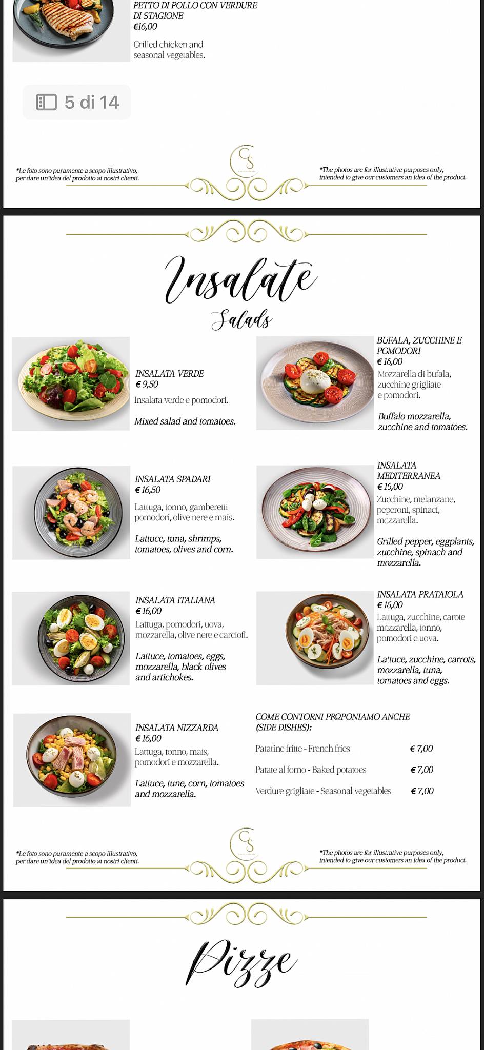 Menu di Caffè Spadari 