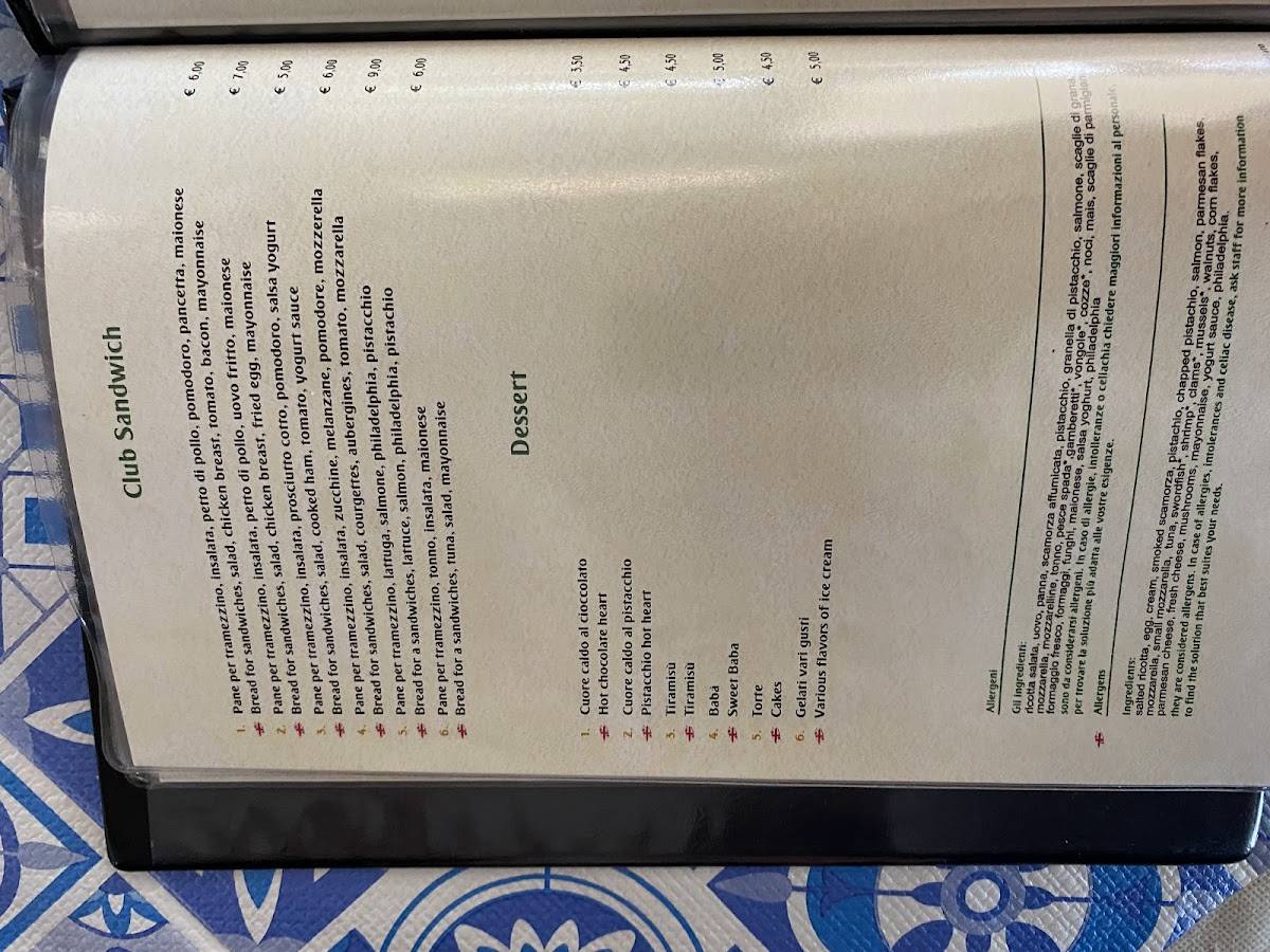 Menu di Spaghetteria Seven 