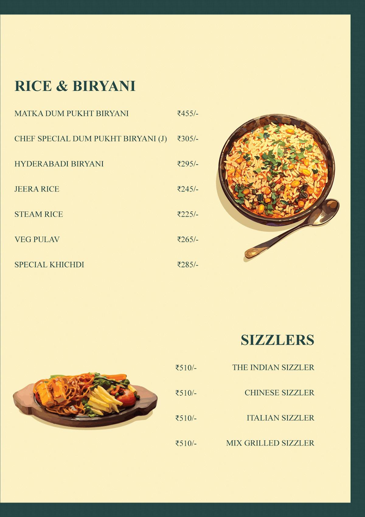 Spice Nation menu
