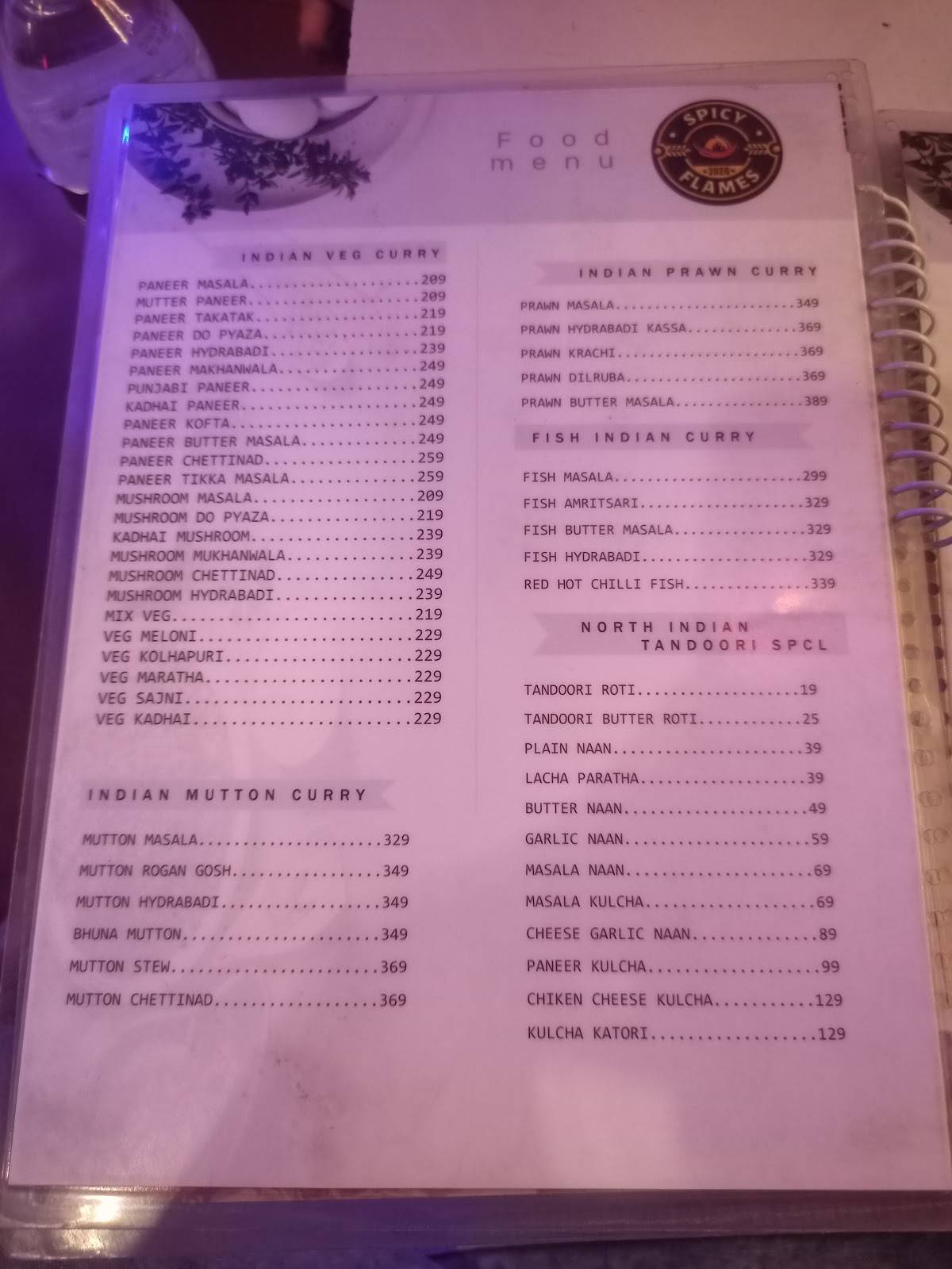 Spicy Flames(Cuttack) menu