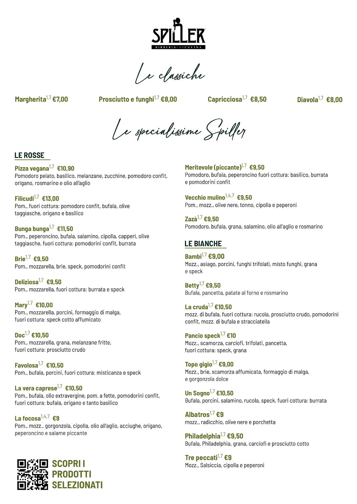 Menu di Spiller Padova 