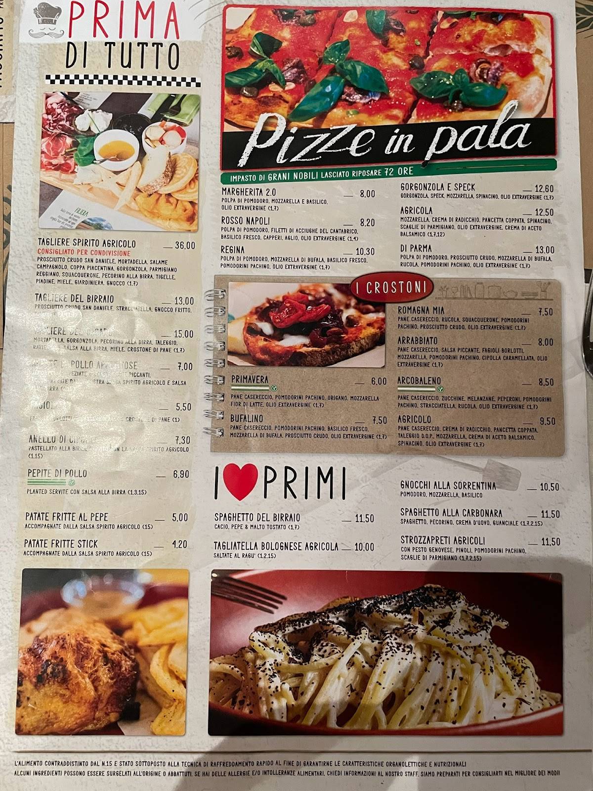 Menu di Spirito Agricolo Rimini 