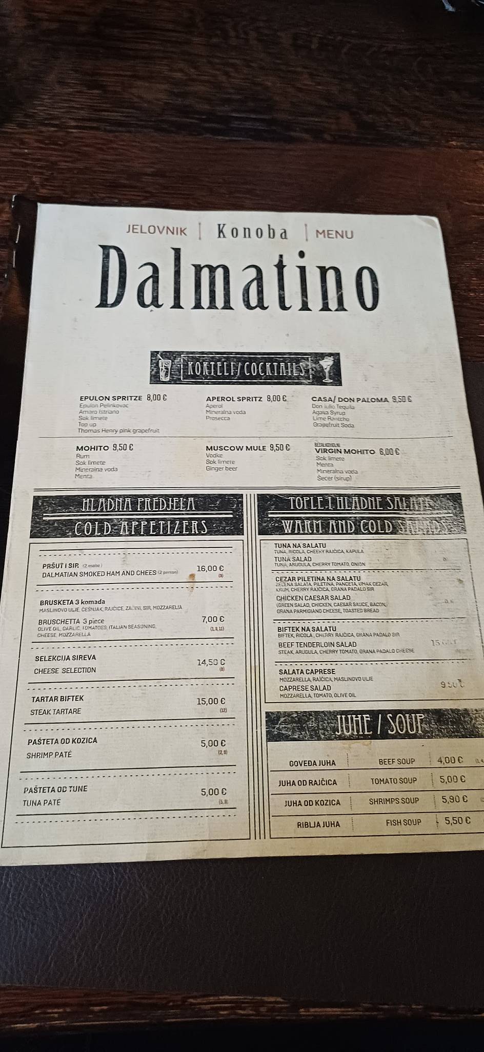 Menu di Dalmatino 