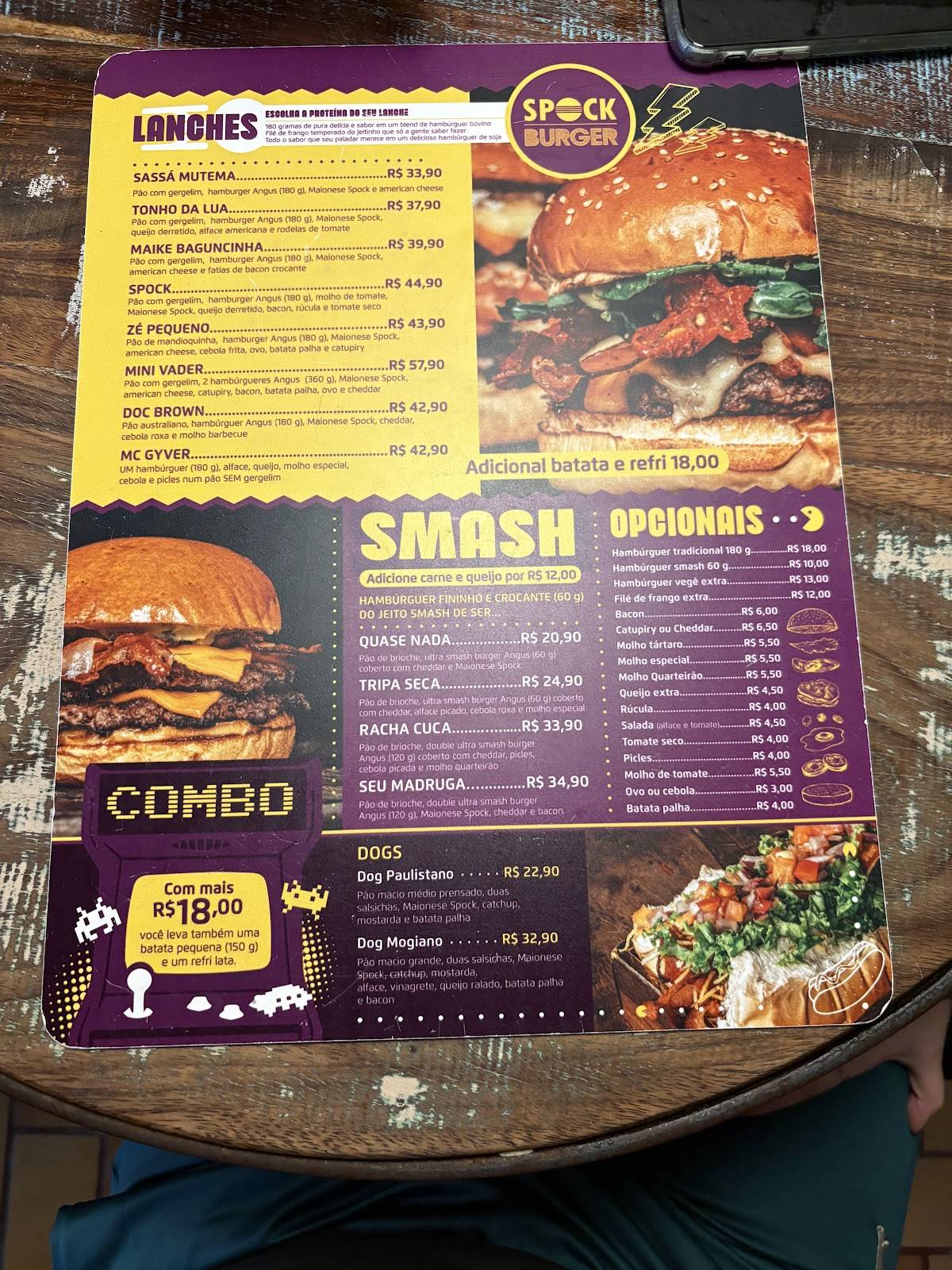 Spock Burger cardápio