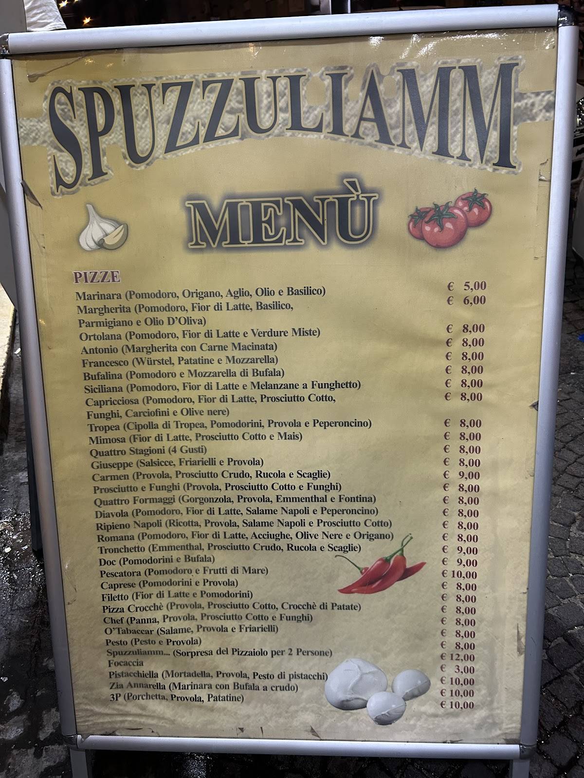 Menu di Spuzzuliamm' 