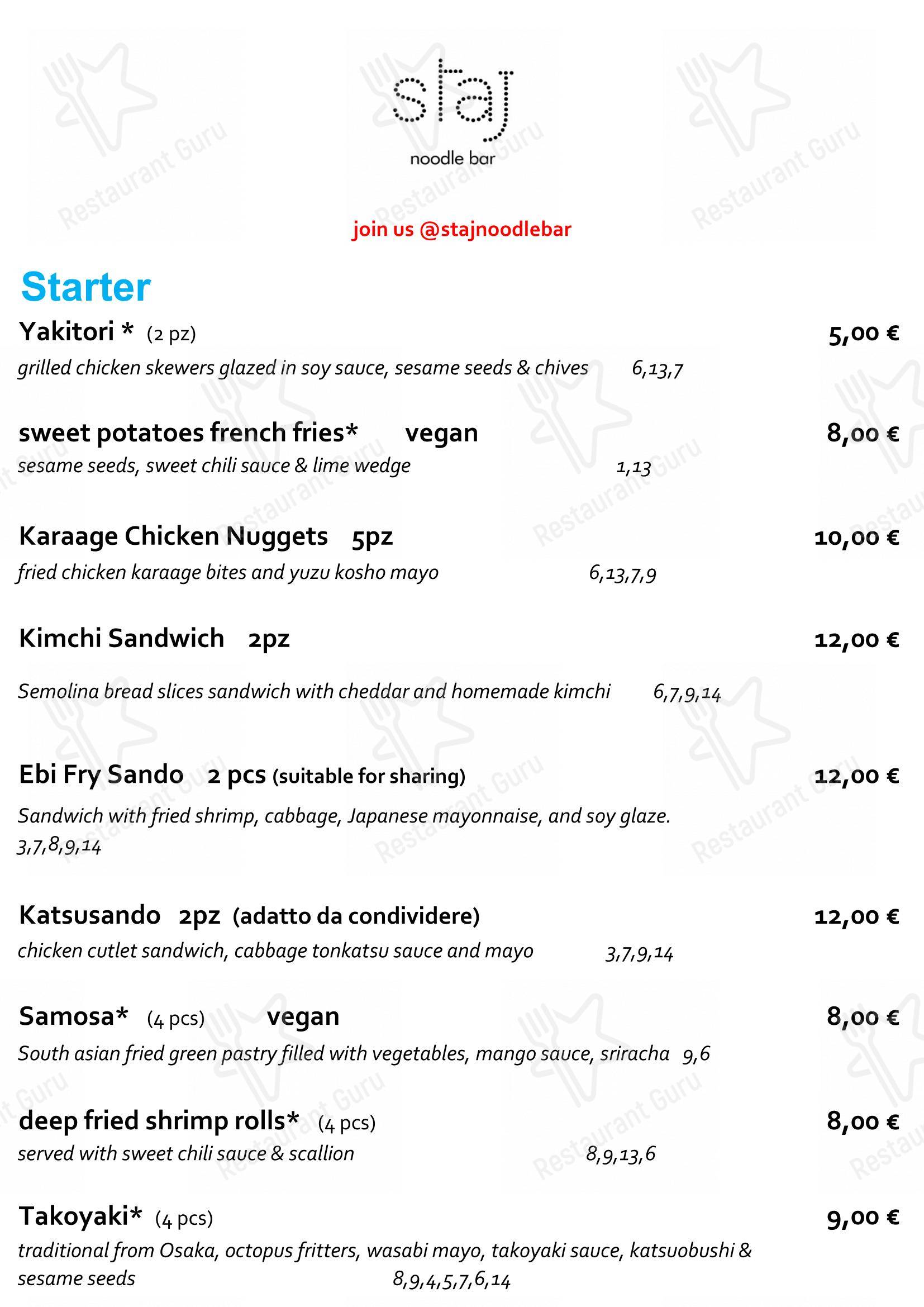 Menu di Staj Noodle Bar Chiaia - Wine Menu