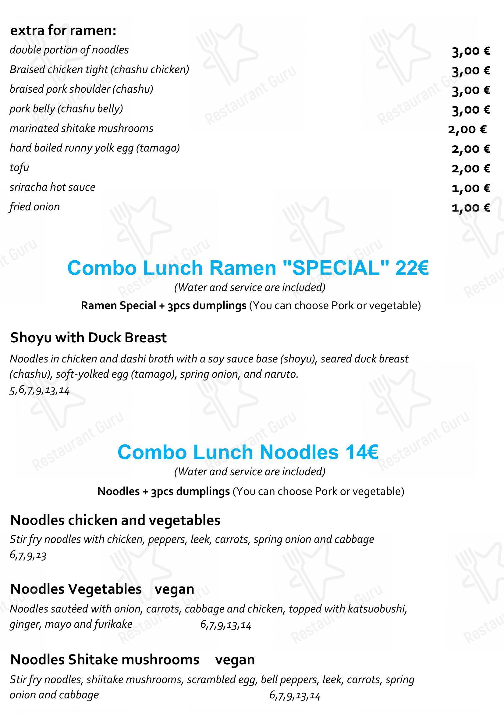 Menu di Staj Noodle Bar Chiaia - Dinner Menu