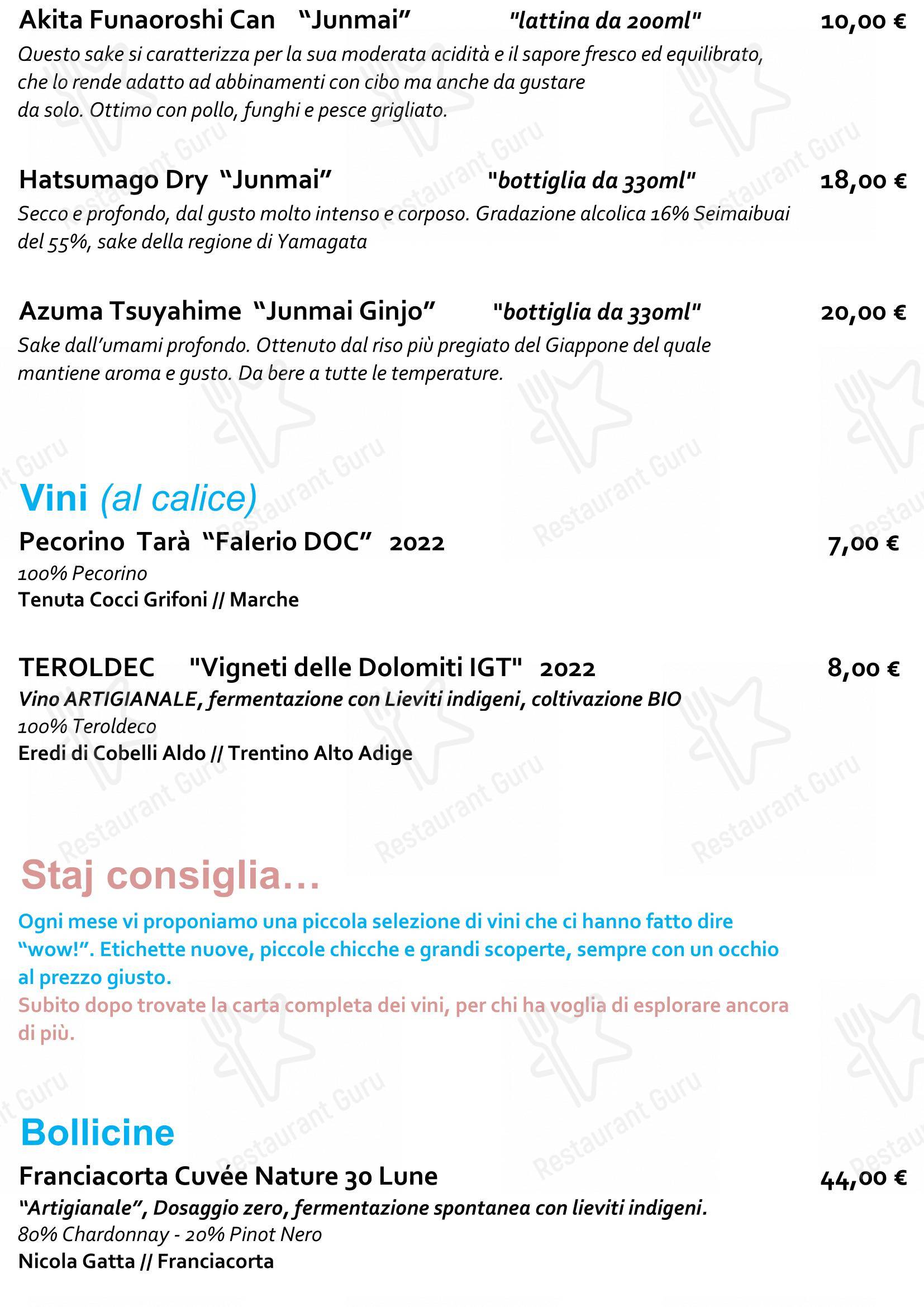 Dinner Menu per Staj Noodle Bar Chiaia ristorante