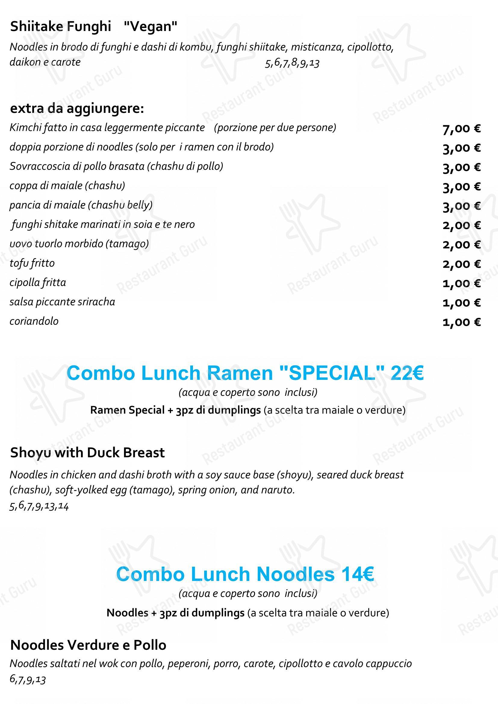 Menu bar per Staj Noodle Bar Chiaia ristorante
