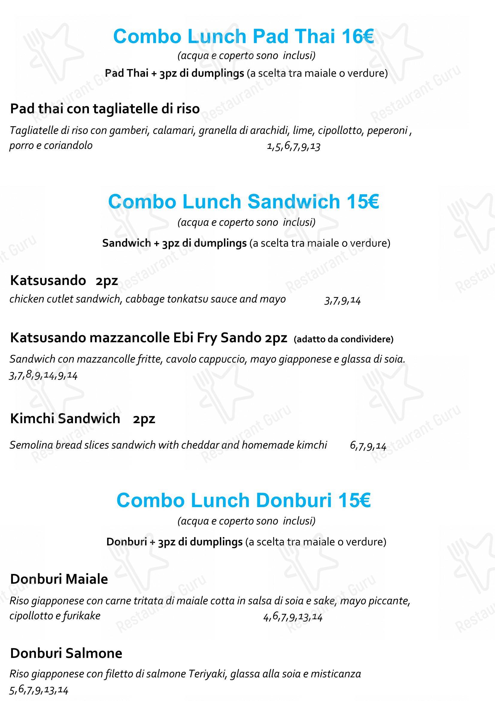 Menu bar per Staj Noodle Bar Chiaia in Napoli