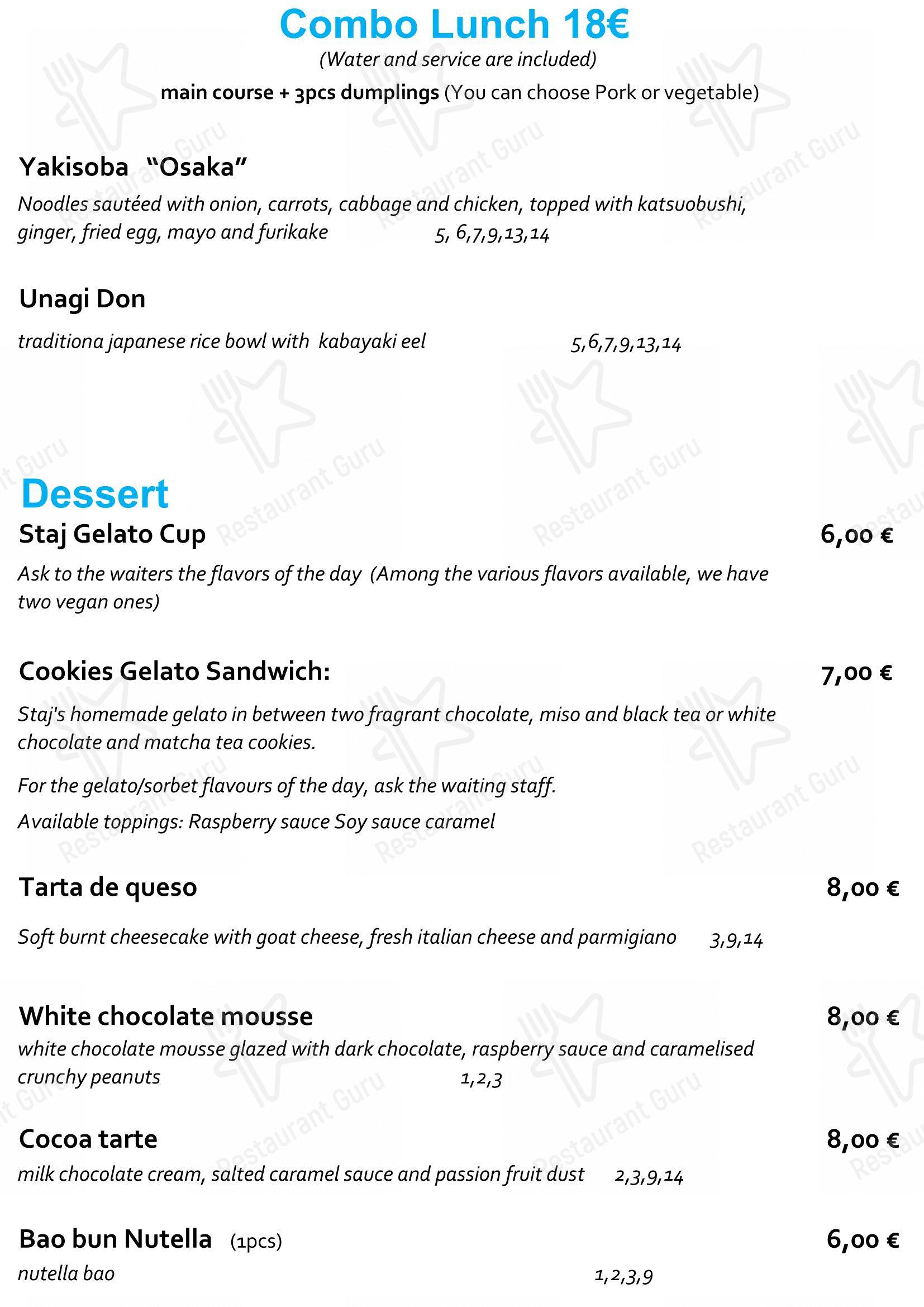 Dinner Menu per Staj Noodle Bar Chiaia ristorante