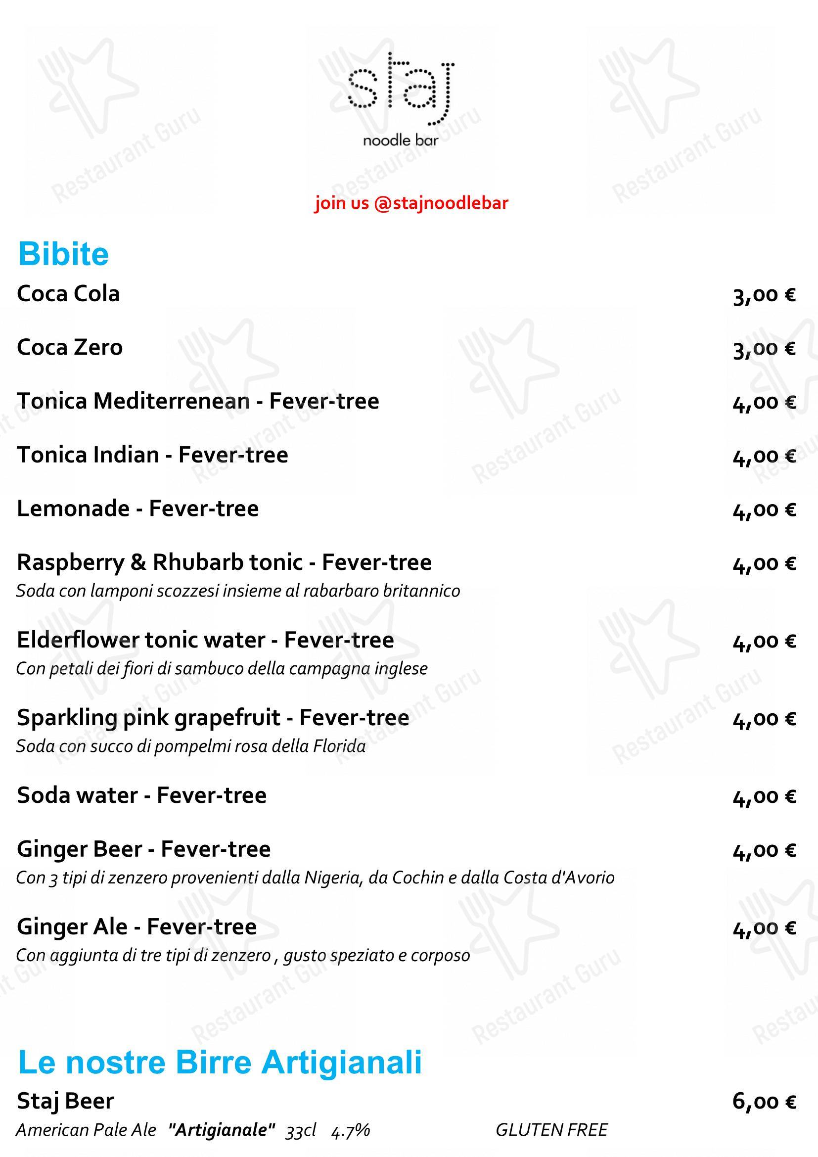 Dinner Menu per Staj Noodle Bar Chiaia in Napoli