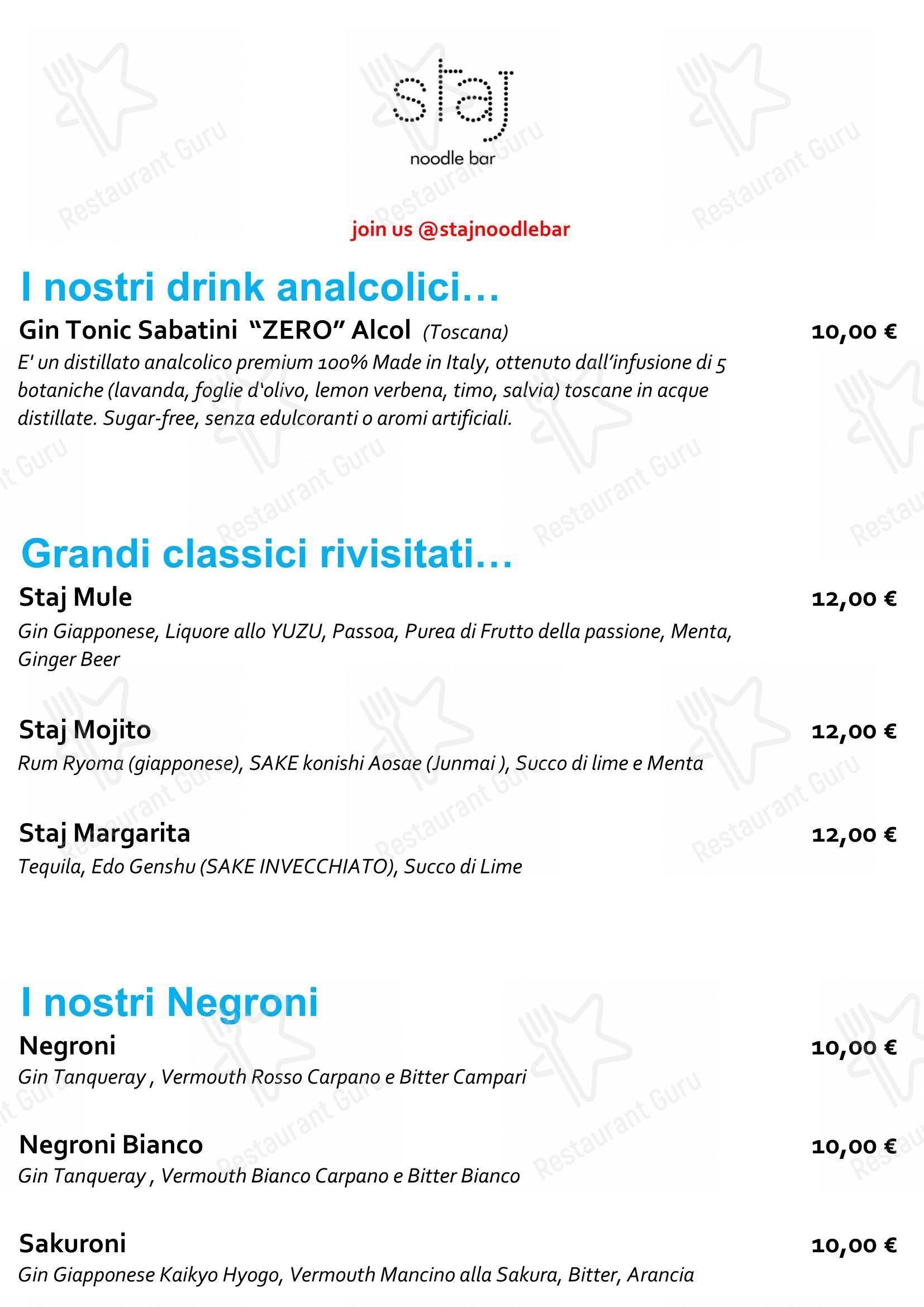 Menu di Staj Noodle Bar Chiaia - Wine Menu