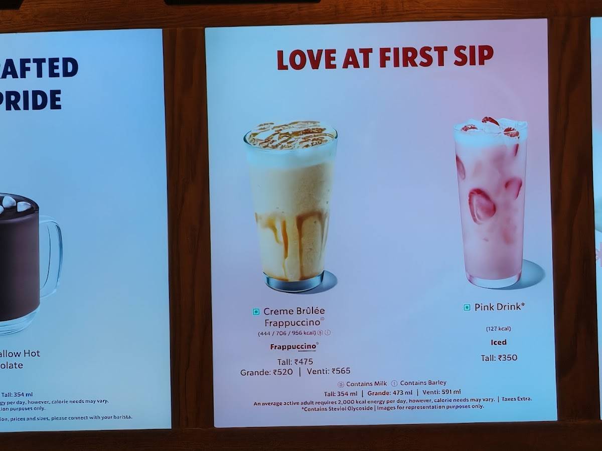 Starbucks menu