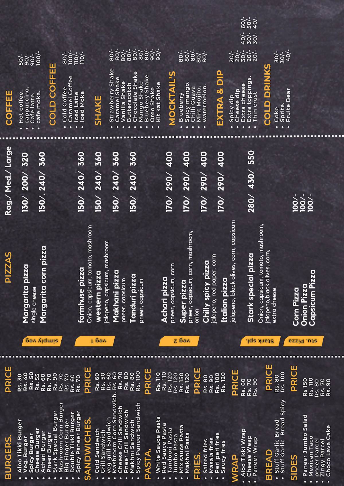 Stark Cafe/Restaurant Bareta menu