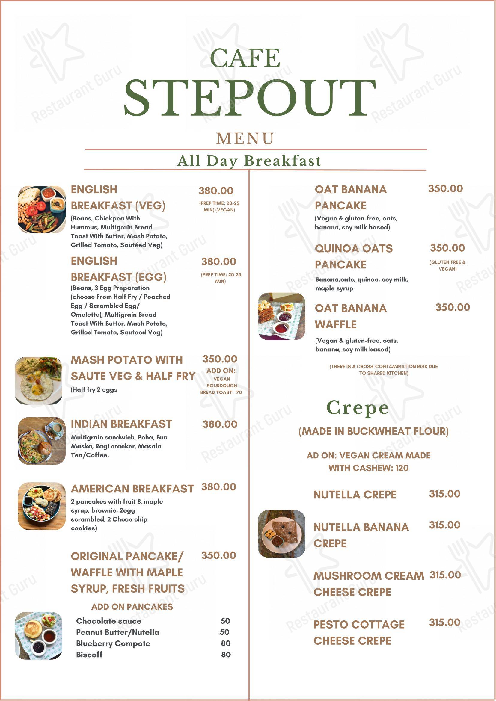Stepout Cafe in Jaipur - Menu