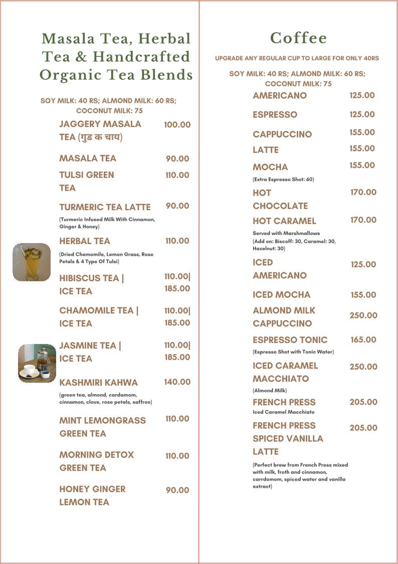 Stepout Cafe menu
