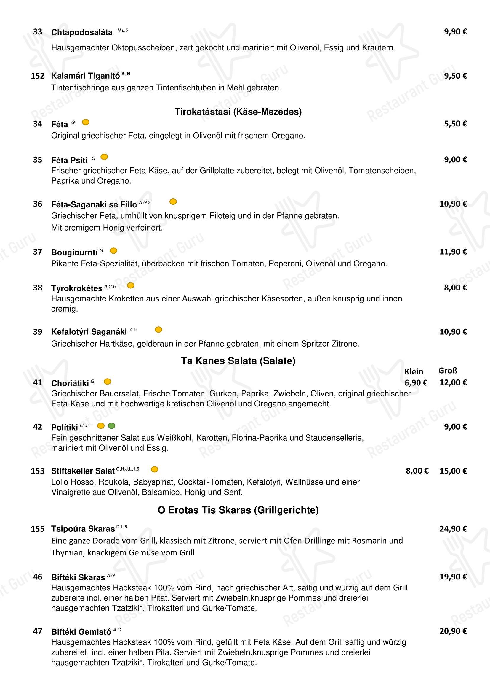 Menu bar pour Stiftskeller dans Fröndenberg