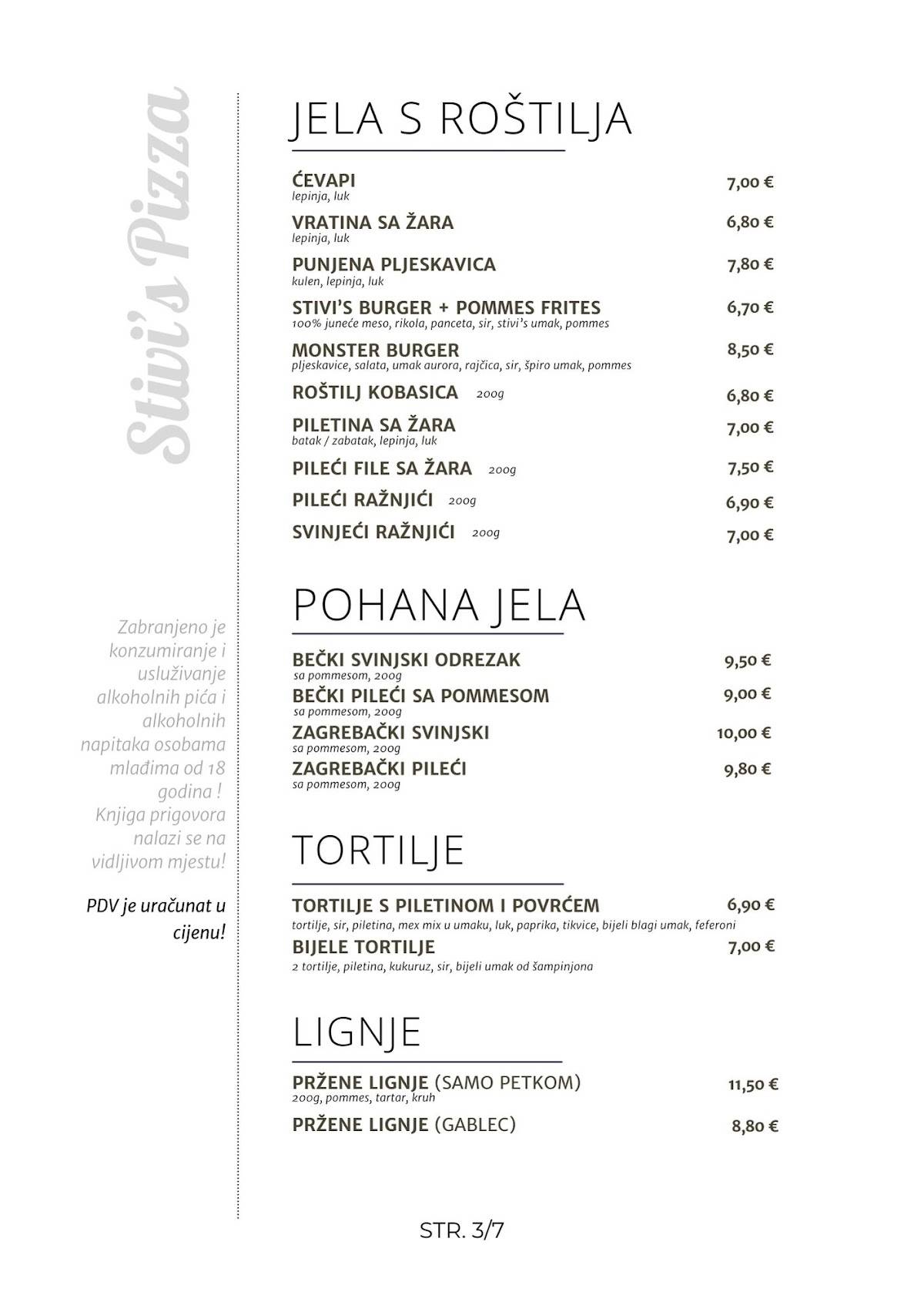 Menu di Stivi's Pizza 