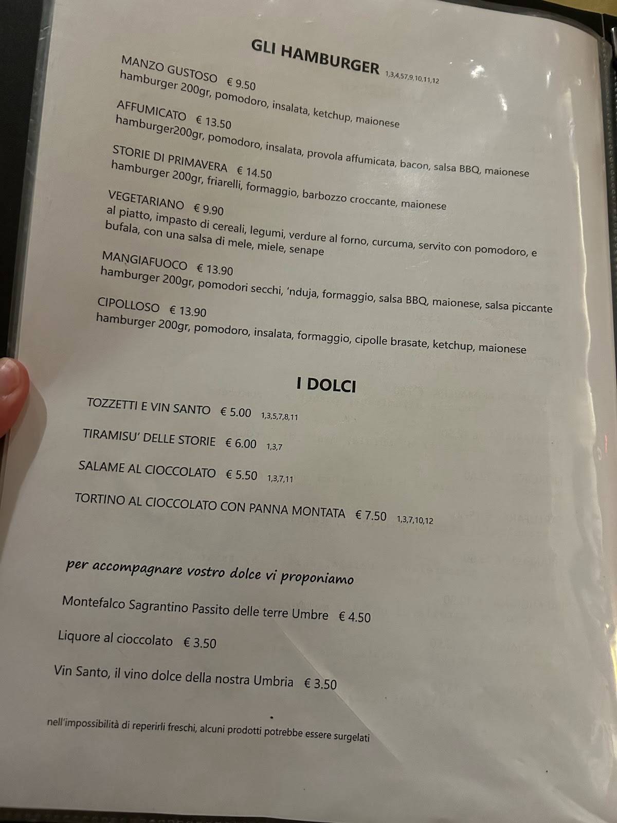 Menu di Storie Perugine 