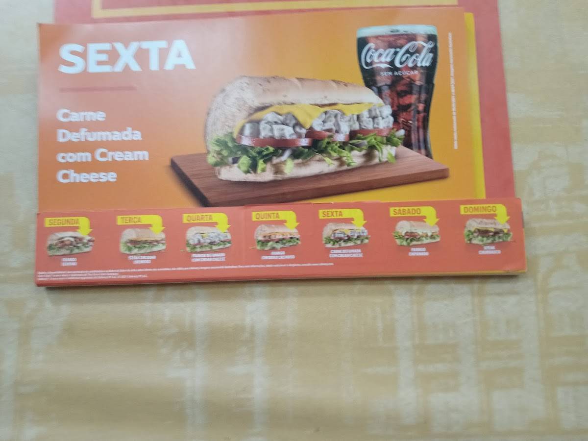 Subway cardápio