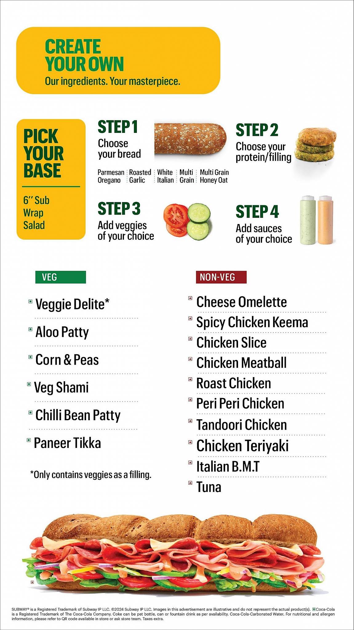 Subway Hi lite Mall Kerala menu