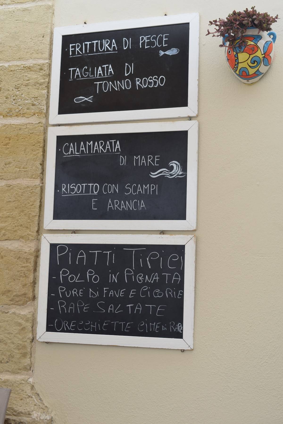Menu di Summer Fish cucina tipica ristorante 