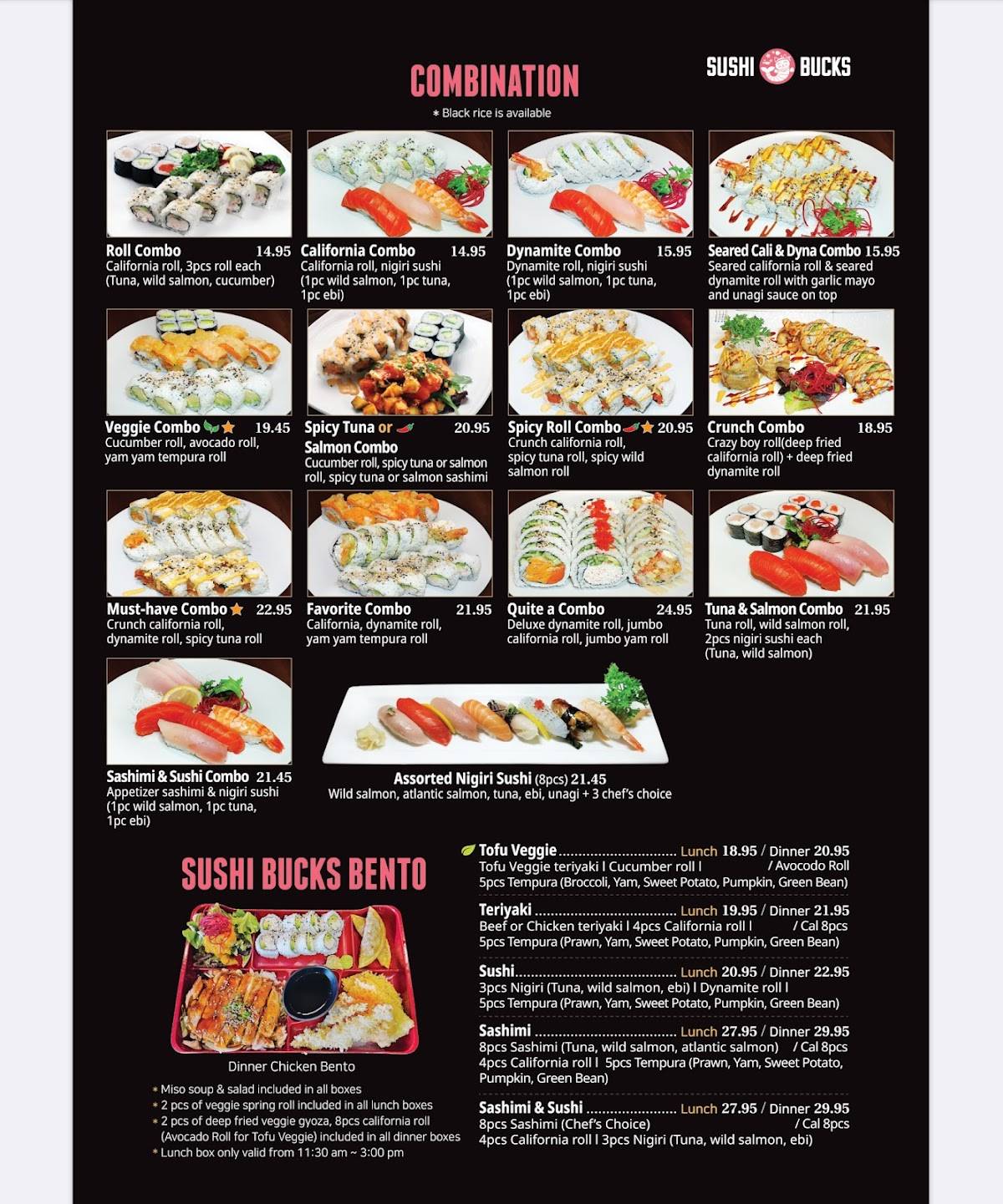 Menu de Sushi Bucks Japanese Restaurant