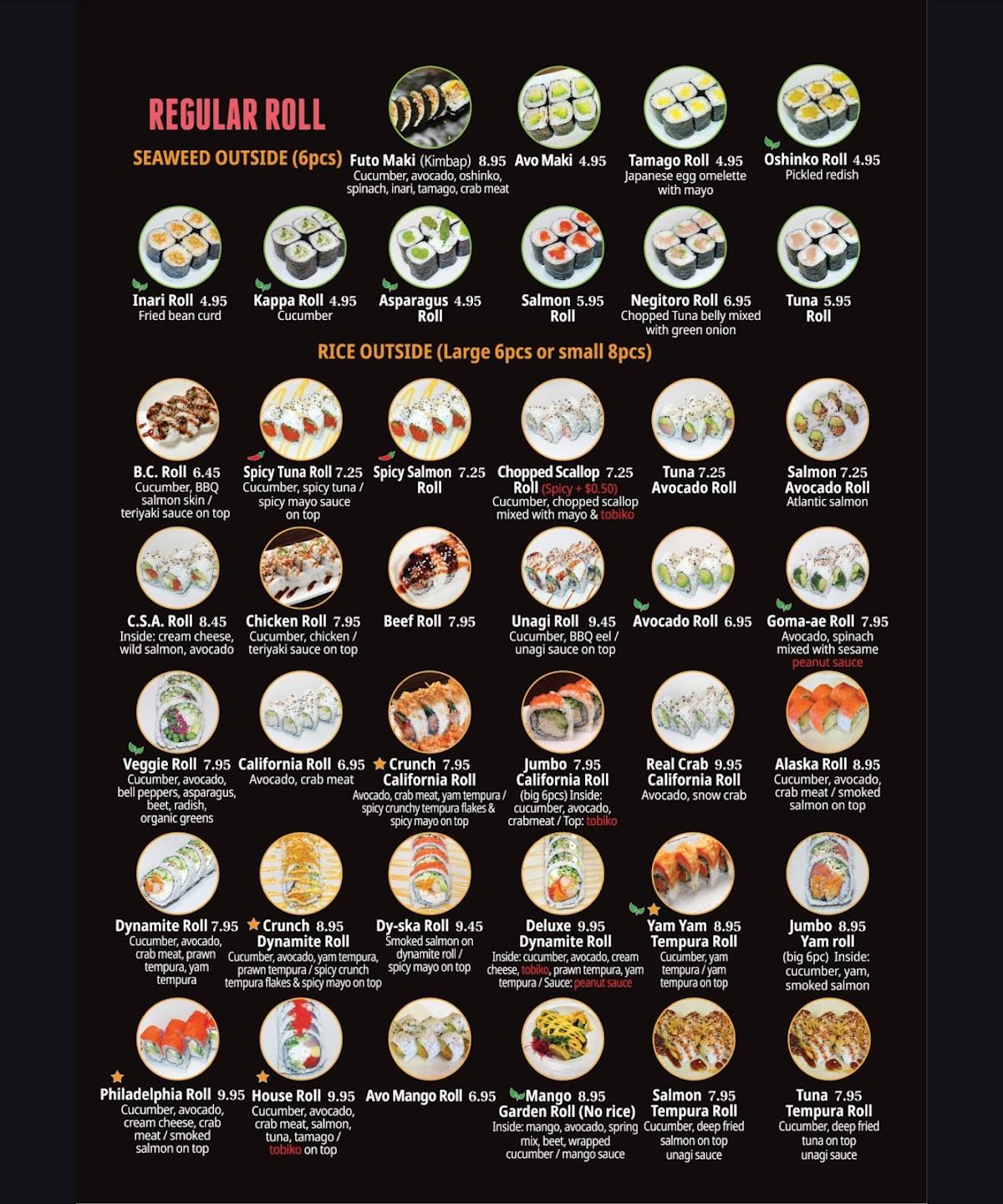 Menu de Sushi Bucks Japanese Restaurant