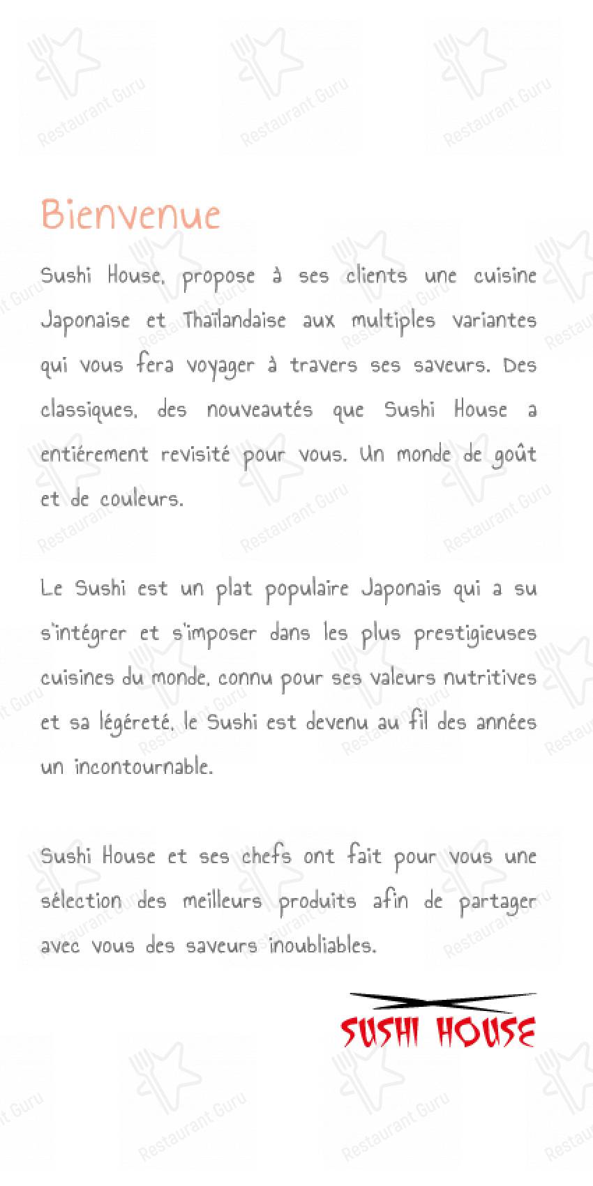 Menu pour Sushi house Hay Riad - plats et boissons