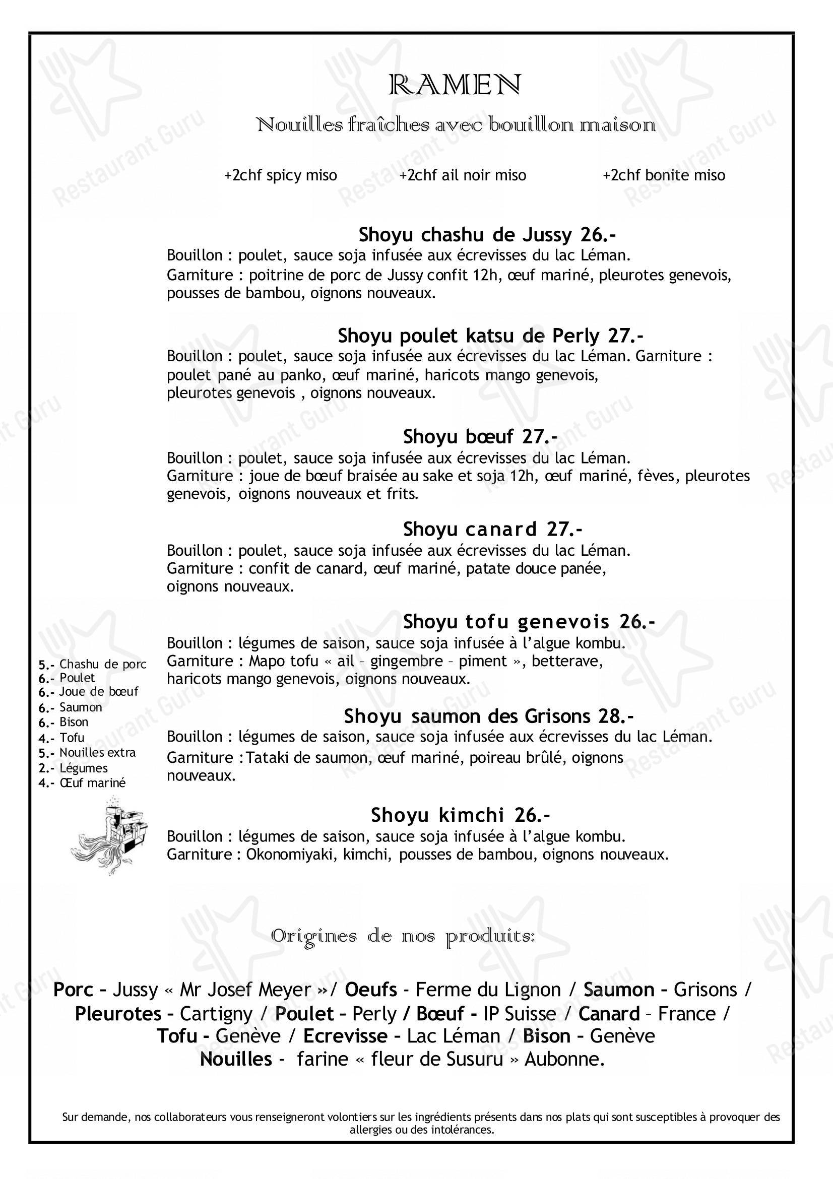 Menu bar per Susuru in Ginevra