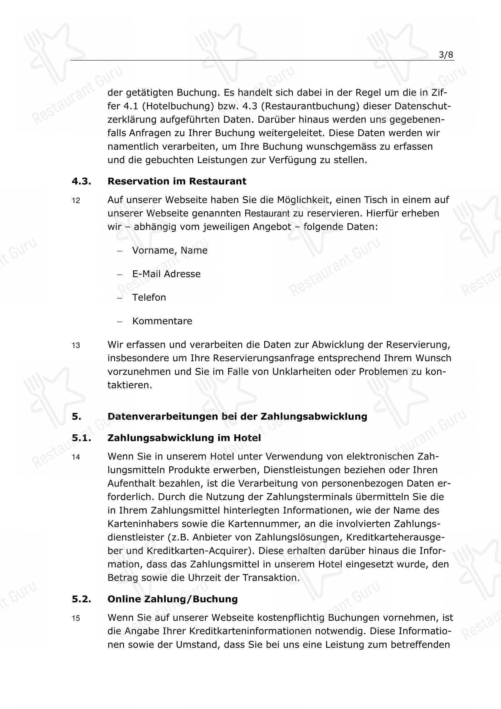 Menu di Swiss Chuchi Restaurant - Menu