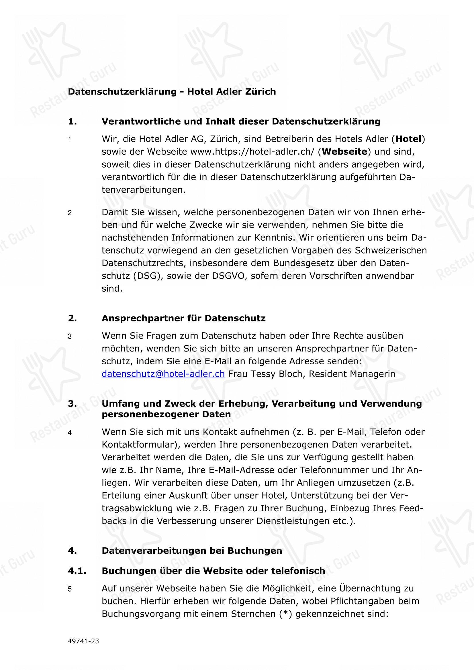 Swiss Chuchi Restaurant in Zurigo - Menu