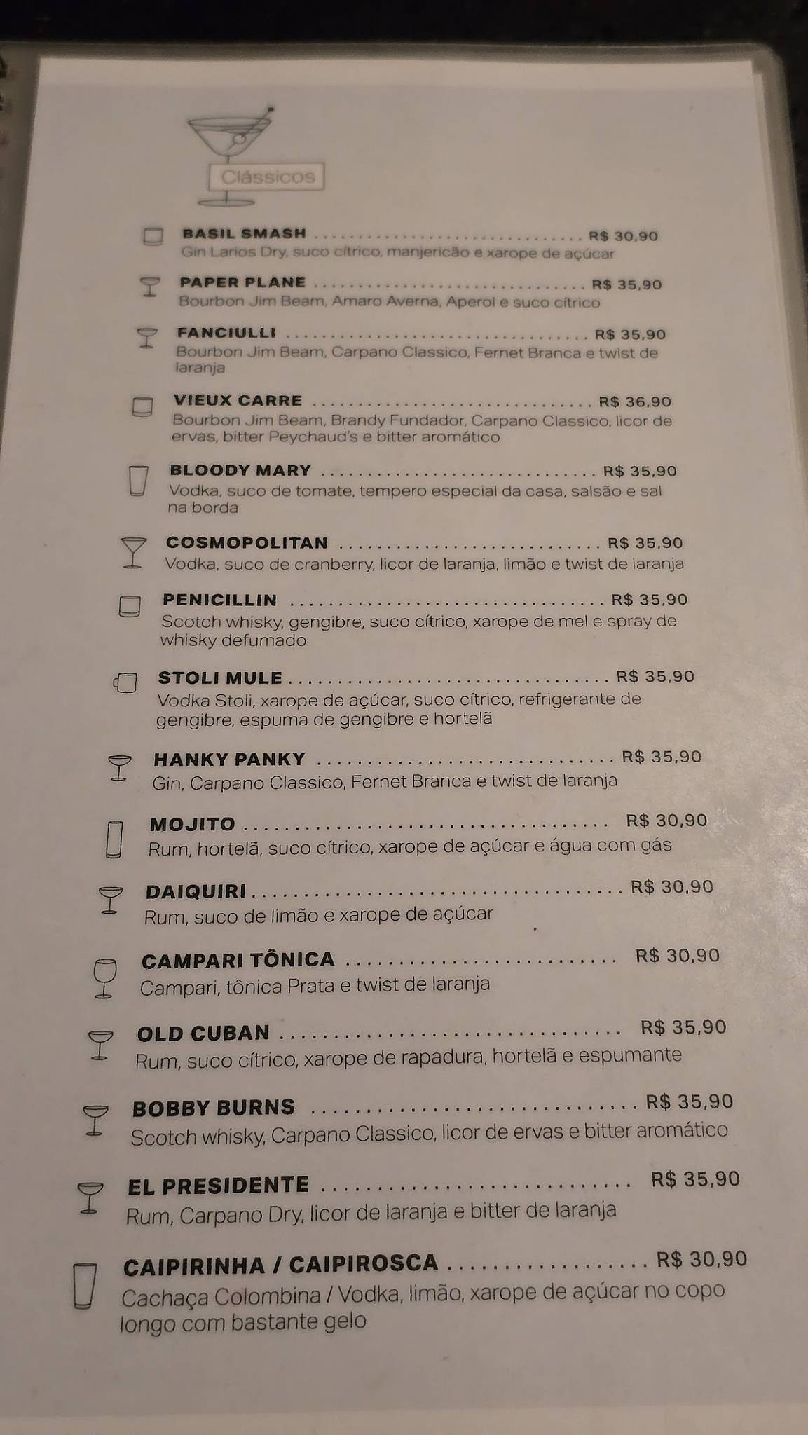 Sylvester Bar cardápio