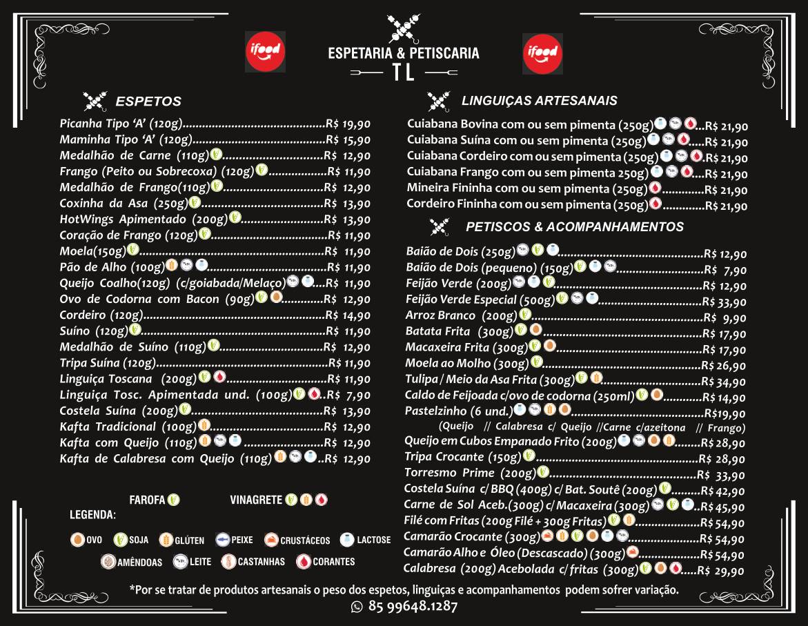 T L Espetaria cardápio