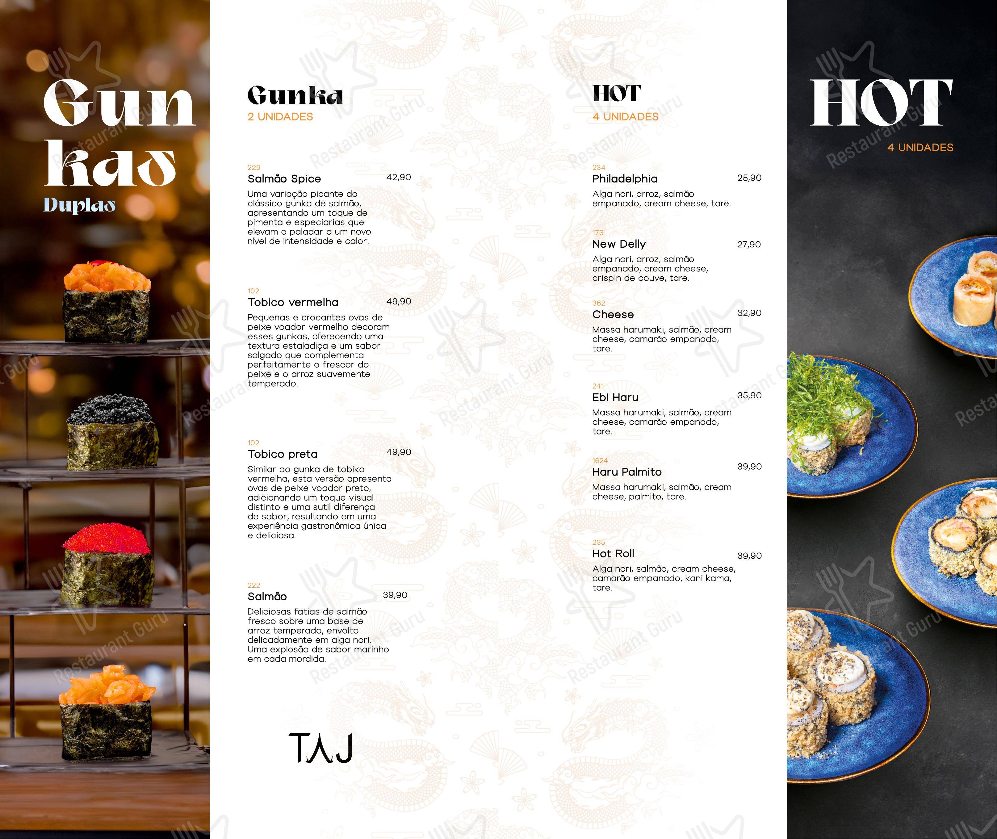 Menu para TAJ Foz restaurante